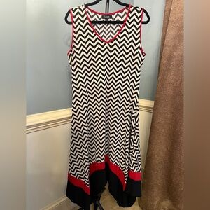 Lux II size 14 Chevron Patterned Sleeveless Dress - Black, White and Red woman’s